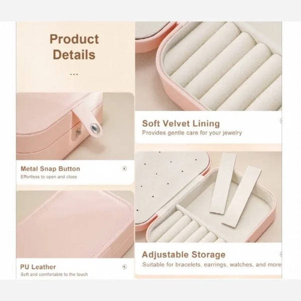 جعبه جواهرات چرمی مسافرتی مستطیلی